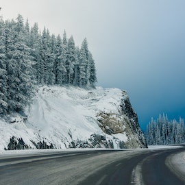 Alpine road in winter